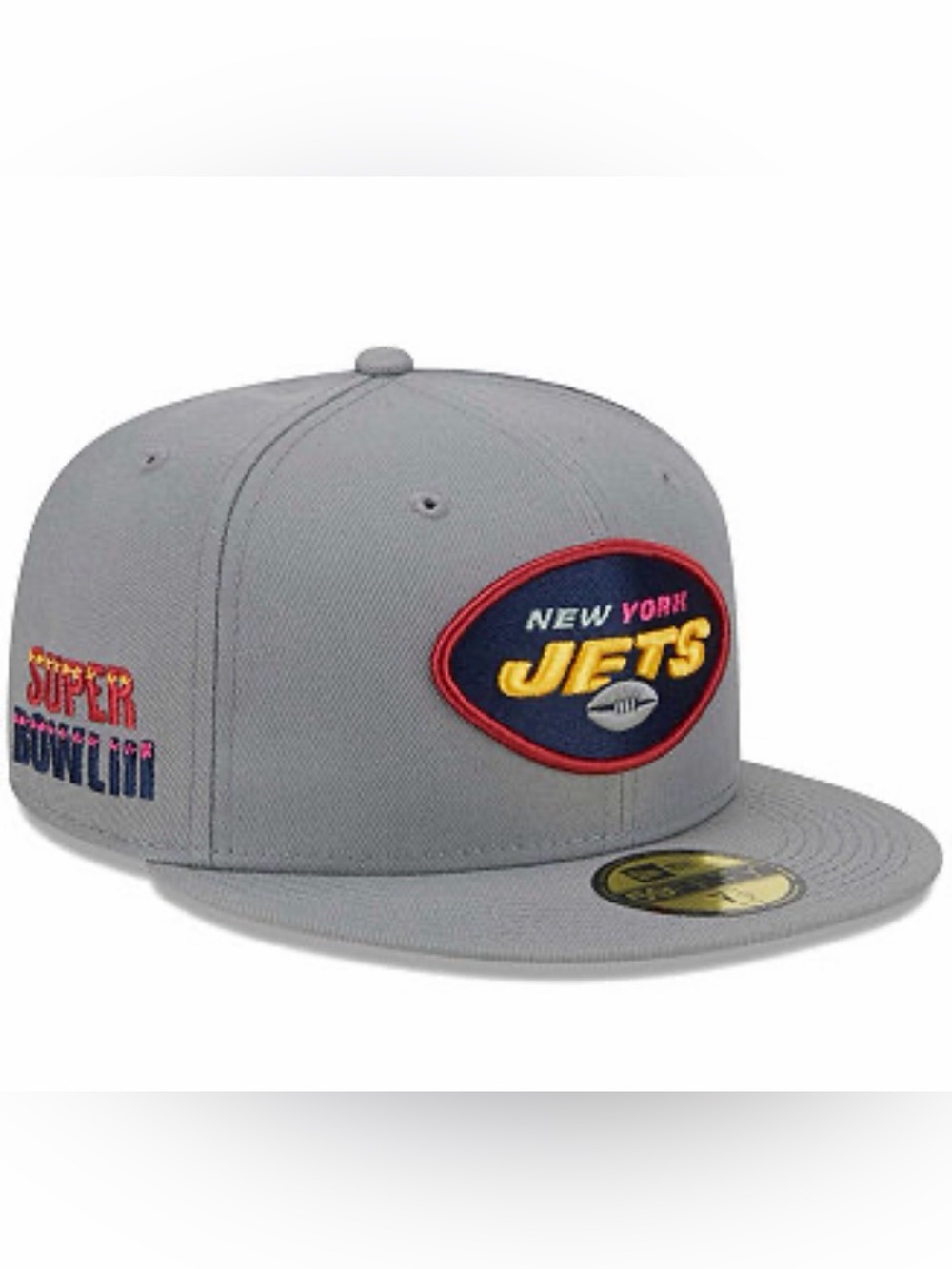 New Era New York Jets Gray Snapback with Yellow Logo Detail Size 7 1/4